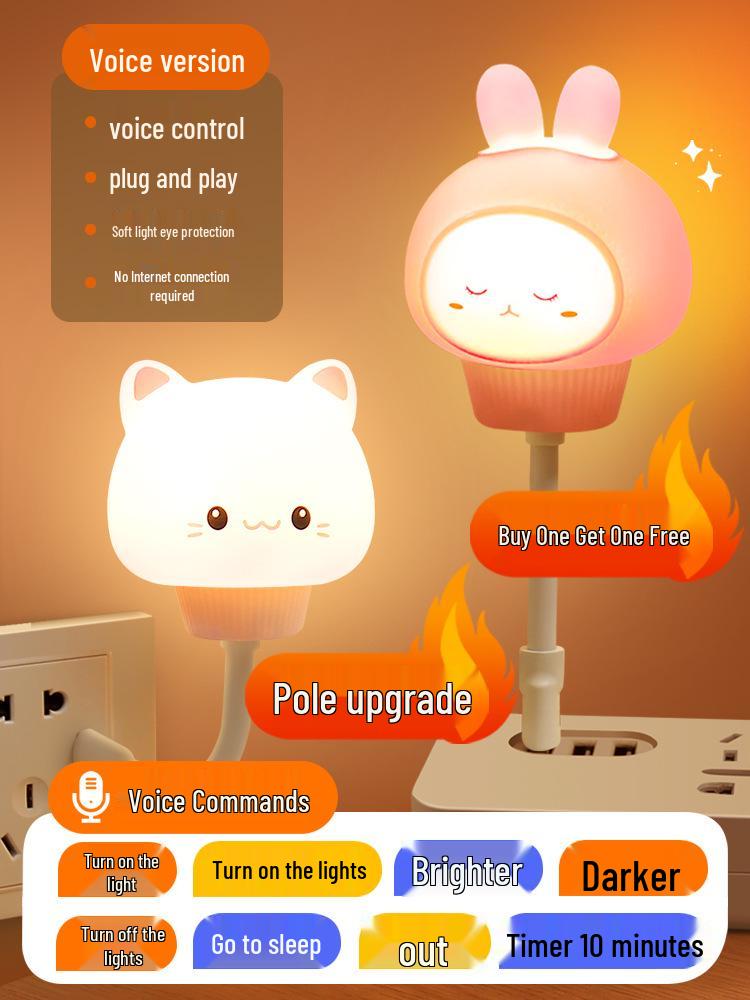 Voice-Activated Smart Night Light for Bedroom, Bedside, and Kids' Room