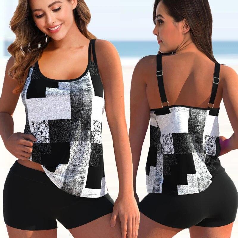 2024 Women Beachwear Swim Tankini Monokini Swimwear Bathing Suit Two Pieces Swimsuits Plus Size Printed Tankinis