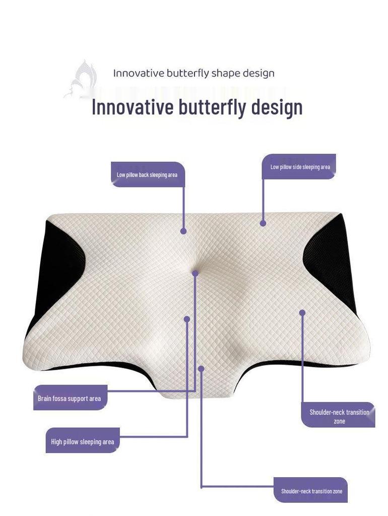 Cross-Border Butterfly Memory Foam Neck Support Pillow - Cervical & High-Profile Design with Slow-Rebound Feature