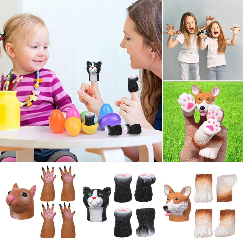 Washable Animal Cat Dog Hand Puppet Props Random Combination Finger Dolls