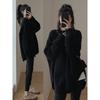 Korean Gentle Women Sweater Autumn and Winter Loose Solid Color Round Neck Mid Long Knit Sweater