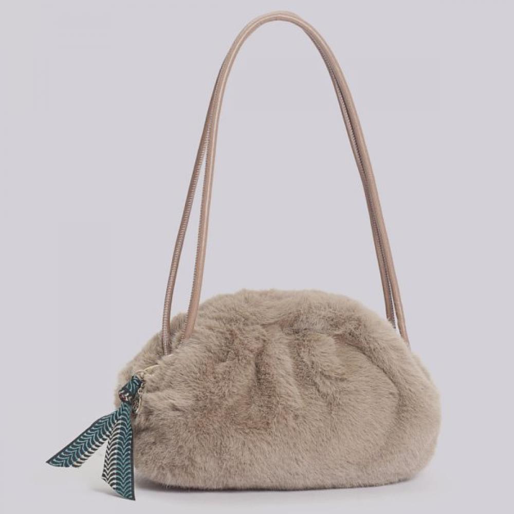 Lala Fur Clutch Crossbody Bag Ivory Lala2f140