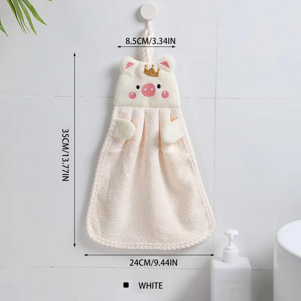 Милое полотенце для рук в виде свиньи, бытовые махровые полотенца из кораллового бархата для ванной комнаты, кухни, мягкие петли для подвешивания, быстросохнущие впитывающие салфетки, полотенце