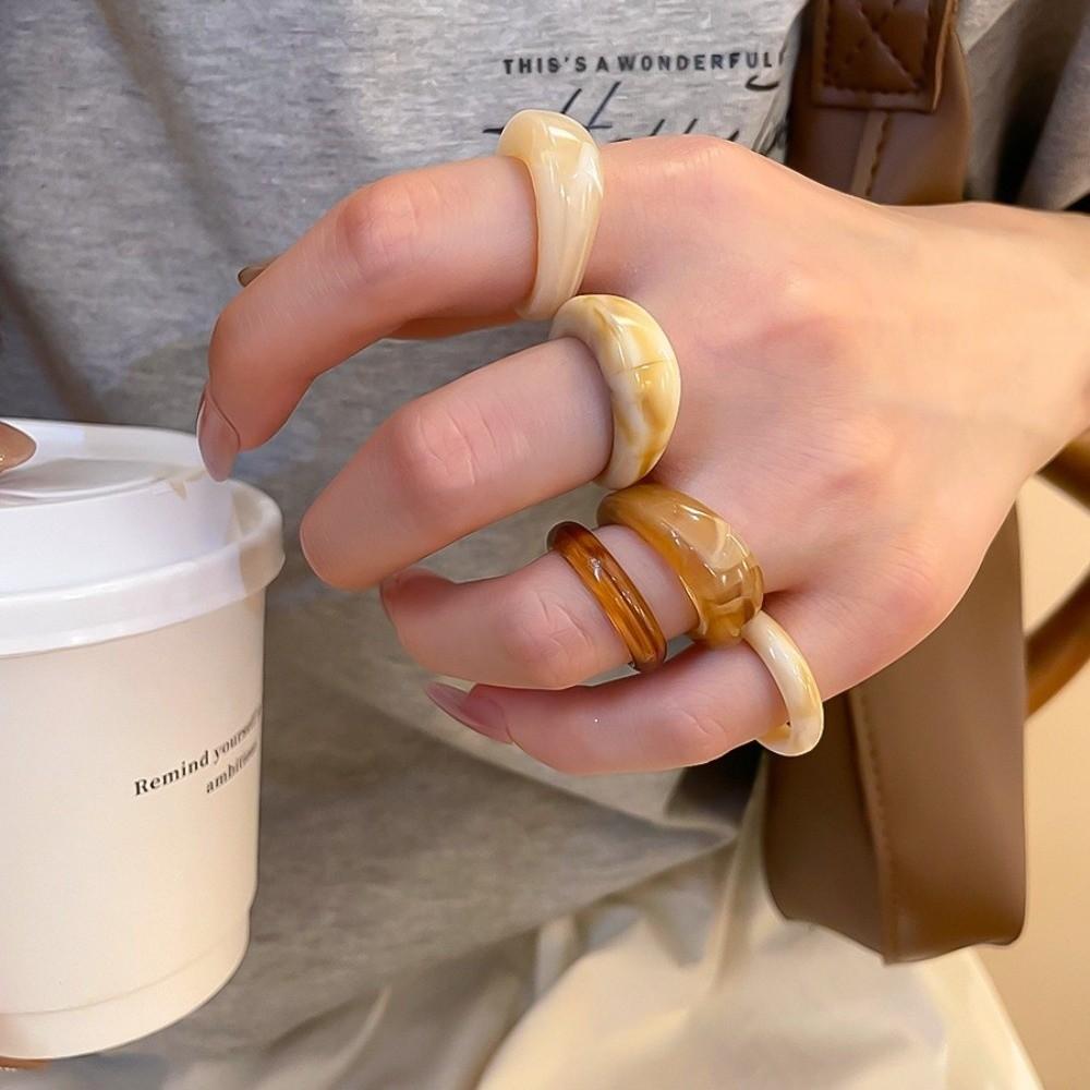 5Pcs Colorful Finger Ring Geometric Ring New Irregular Rings Jewelry Accessories