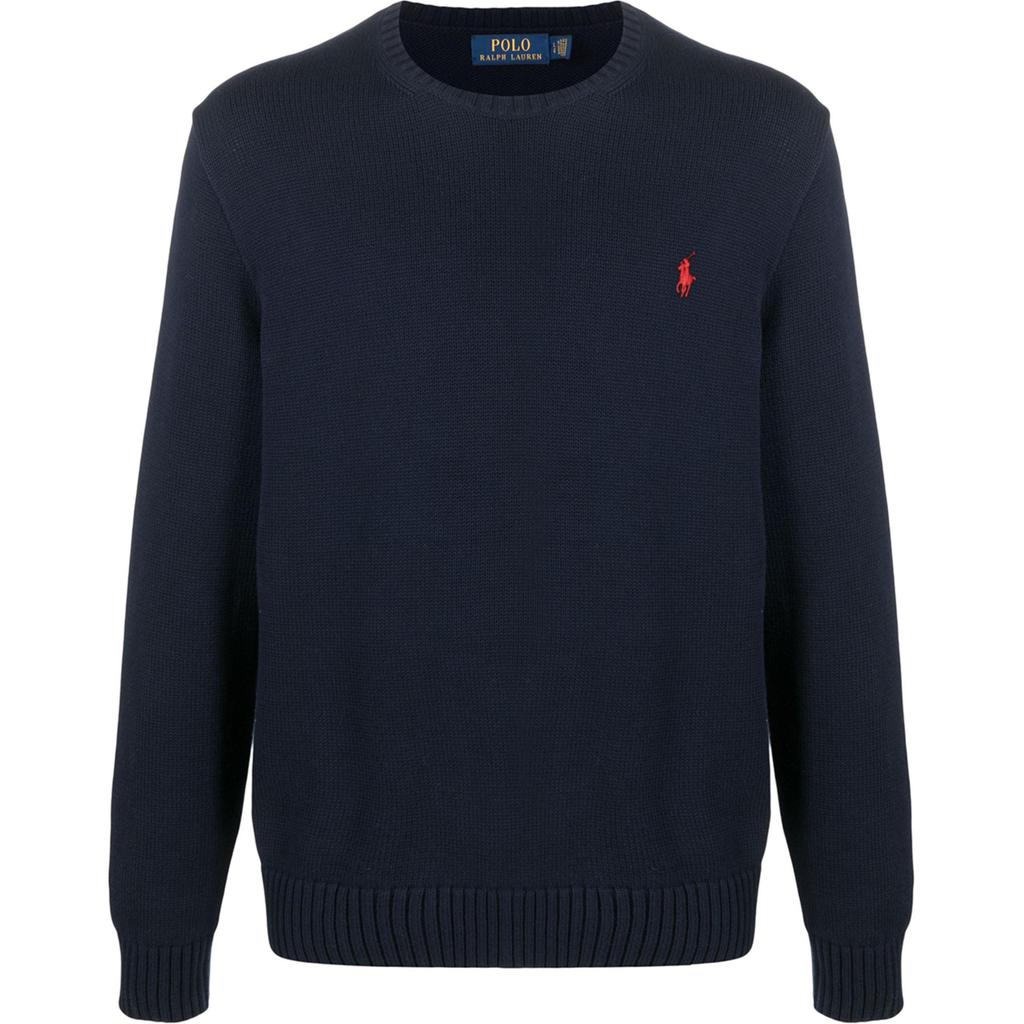 Polo Ralph Lauren Solid Logo Embroidered Crew Neck Pullover Sweater Men Sweater Blue 710810846-001
