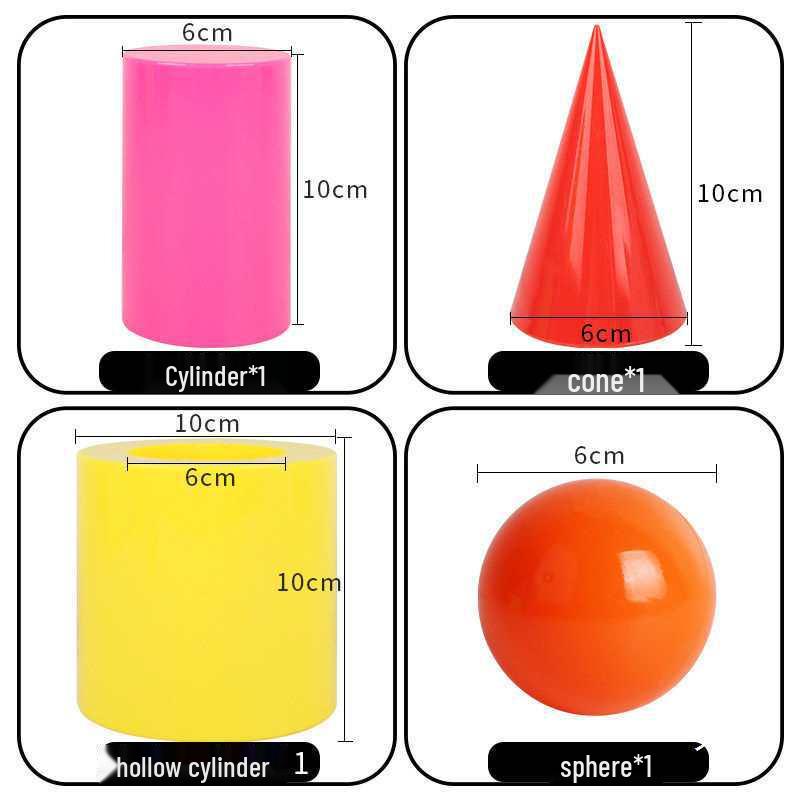 Large 3D Geometric Shape Models: Cube, Prism, Cone, Cylinder, Sphere for Math Teaching Aids