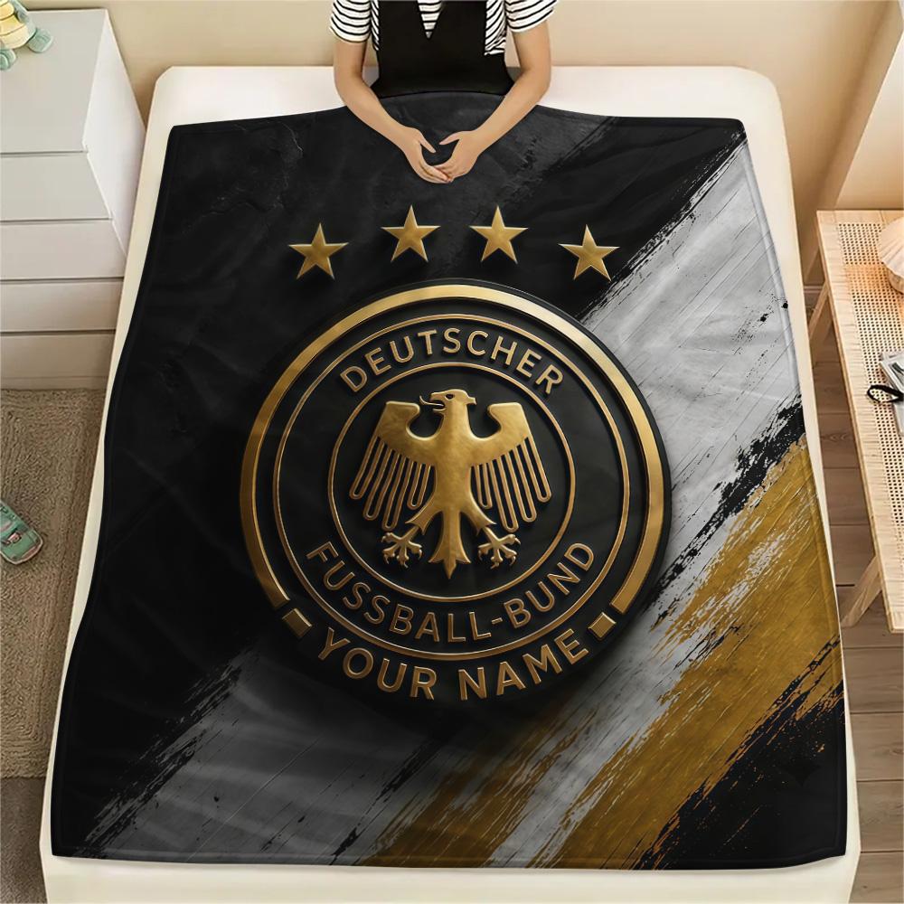 Custom Name Deutscher Fußball-Bund Flannel Blanket, High quality Comfortable for All Seasons, Home Decor, Warmth and Comfort