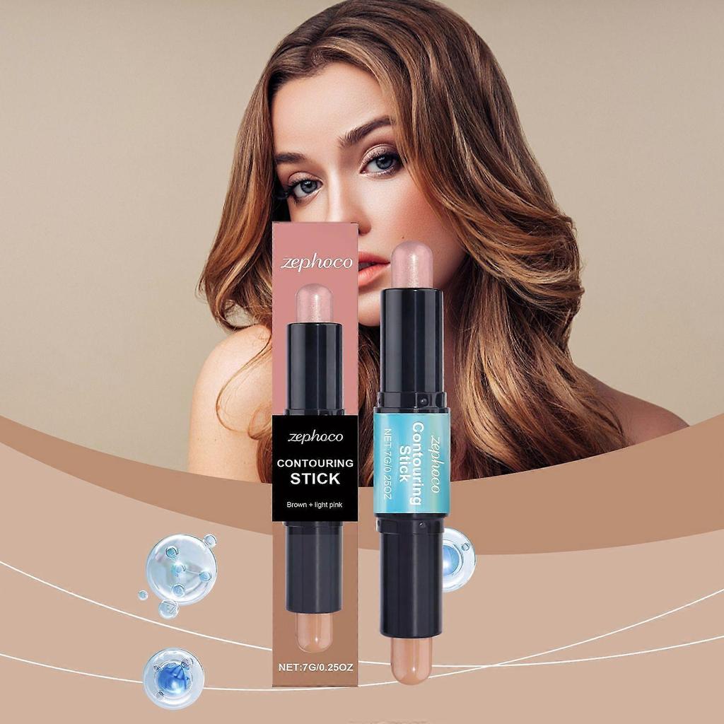 Zephoco 2-In-1 Facial Highlight Contour Stick Highlight Repair Double-Headed Modification Facial Stereo Not Easy To Makeup