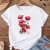 (Asian Size) Women Print Tee Flower Style Trend Watercolor 90s Top Fashion T Shirt Woman Female T Clothing Short Sleeve Graphic T-shirts