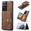 For Samsung Galaxy S21 Ultra 5G Case JEEHOOD J01 Retro Leather Phone Back Cover with Detachable Magnetic Card Holder