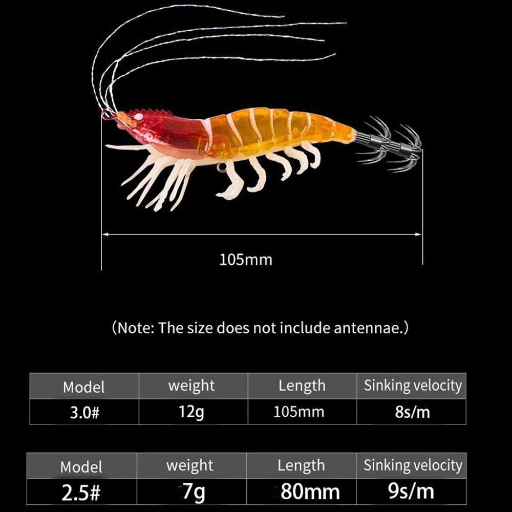 Luminous Squid Jig 7g/12g Octopus Bait Shrimp Slow Sinking Lure Octopus Fishing
