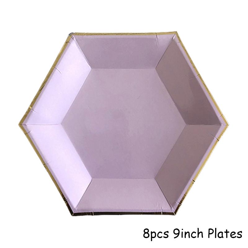 Золото Фиолетовый Вечеринка Одноразовые Столовые Наборы Бумажные Стаканчики Тарелки Товары Для Детского Праздника День Рождения Карнавал Свадебный Декор Детские Сувениры