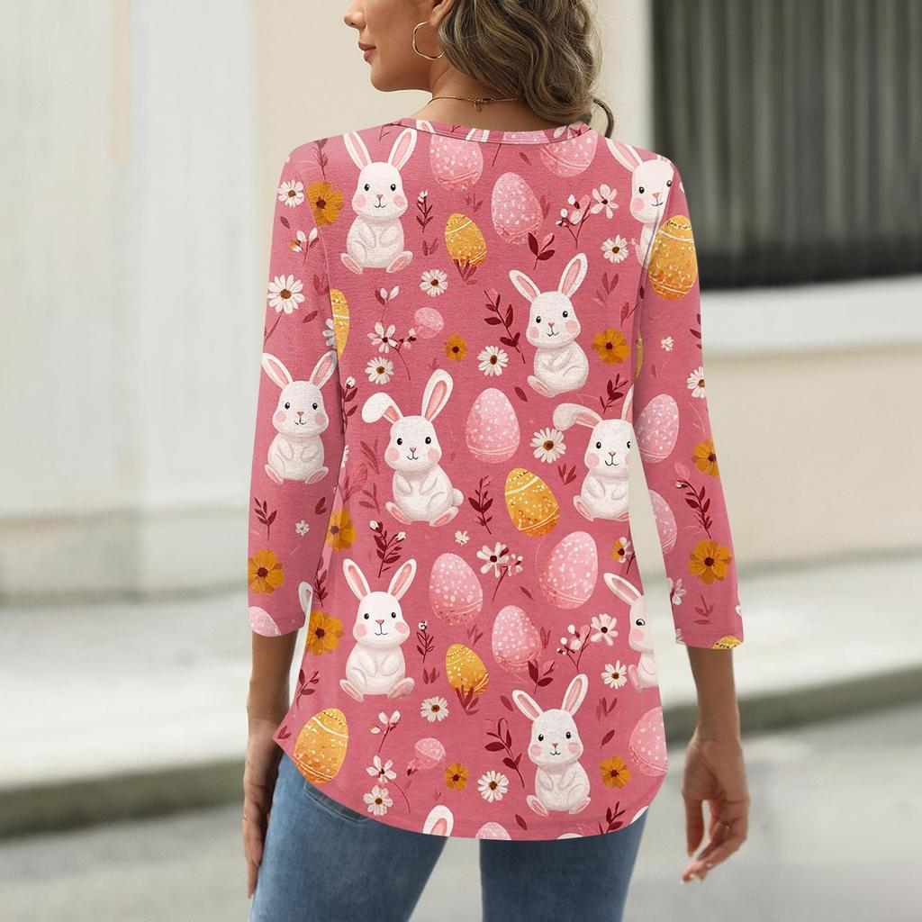 Женская футболка с рождественским принтом, рукав 3/4, повседневная, модная, на выходные, базовая, с круглым вырезом, стандартный топ