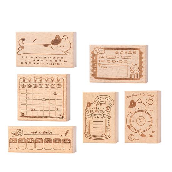Планировщик с мультяшным котом, штамп для самостоятельного скрапбукинга, еженедельное ежемесячное расписание, время планирования