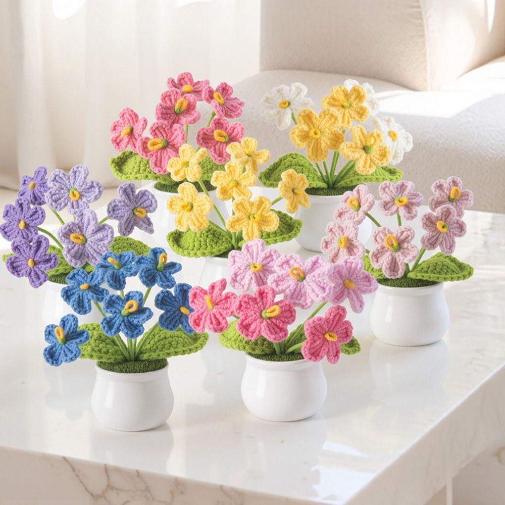 New Handmade Mini Crochet Flowers Multicolor Simulation Artificial Flower Bonsai Gift DIY Artificial Flower Mother's Day