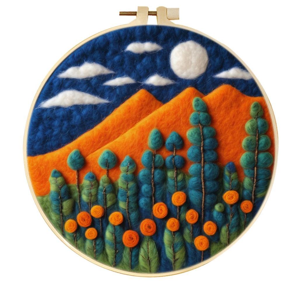 1pc Green Plant and Landscape Pattern Embroidery Kit, Felt Painting DIY Gift