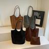 Vintage Large Capacity Women's Suede Shoulder Bag Solid Color Simple Casual Commuter Bag Retro Bags
