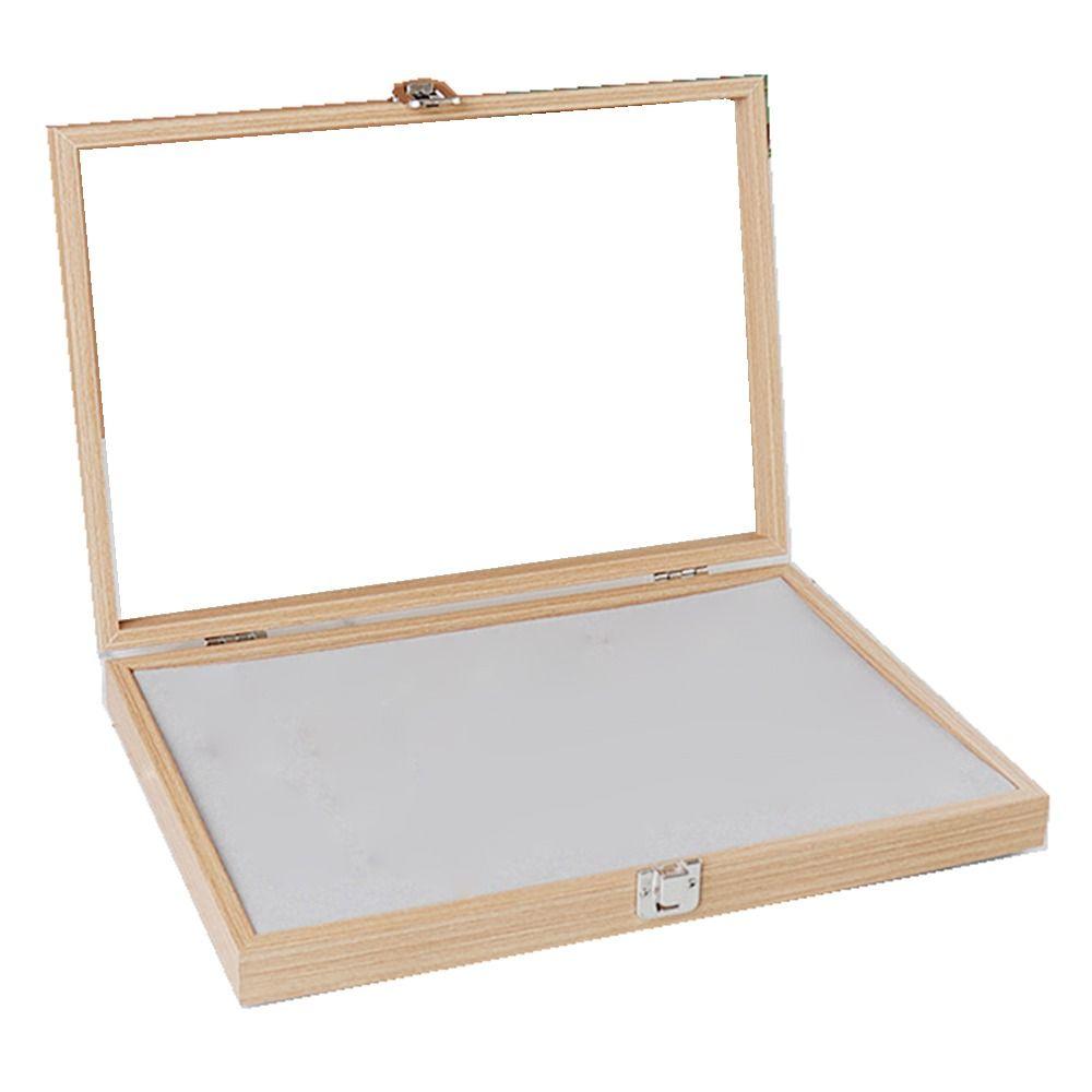High-Capacity Badge Storage Box With Transparent Glass Cover New Wood Medal Display Case Chest Pin Display Box Jewelry Case