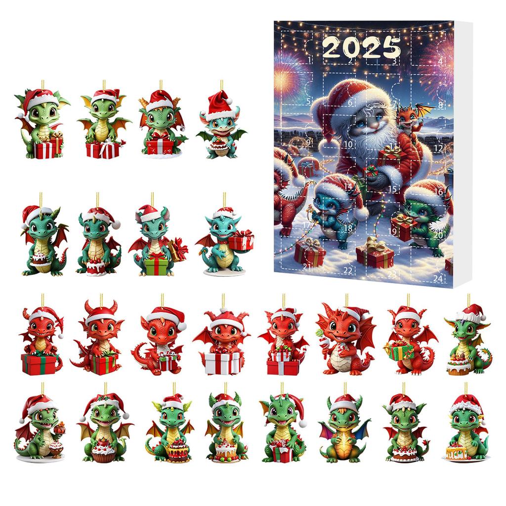 2D Christmas Advent Countdown Calendar Mysrery Box Baby Christmas Tree Ornament