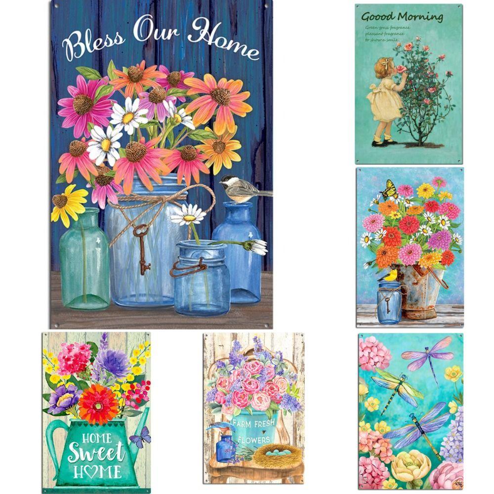 Pastoral Art Plaque Butterfly Wall Decor Garden Metal Plate  Living Room