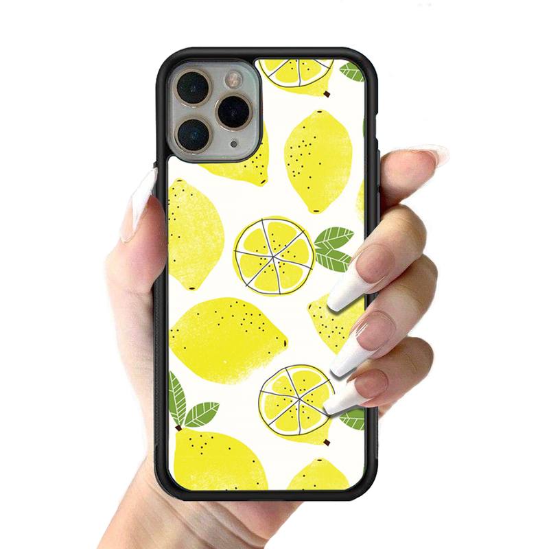 Летний чехол для телефона с зелеными листьями, фруктами и лимоном, силиконовый чехол из ПК + ТПУ для iPhone 11 12 13 Pro Max 8 7 6 Plus X SE XR Hard Fundas