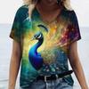 Women T-shirt Summer Cartoon Animal T-Shirt Women's Clothing Oversized Designer Short Sleeve V Neck Tee Blouse Fashion