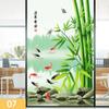 Retro Chinese Style Bamboo Pattern Window Film Green Bamboo Static Cling Glass Stickers Sliding Door Frosted Privacy Window Film
