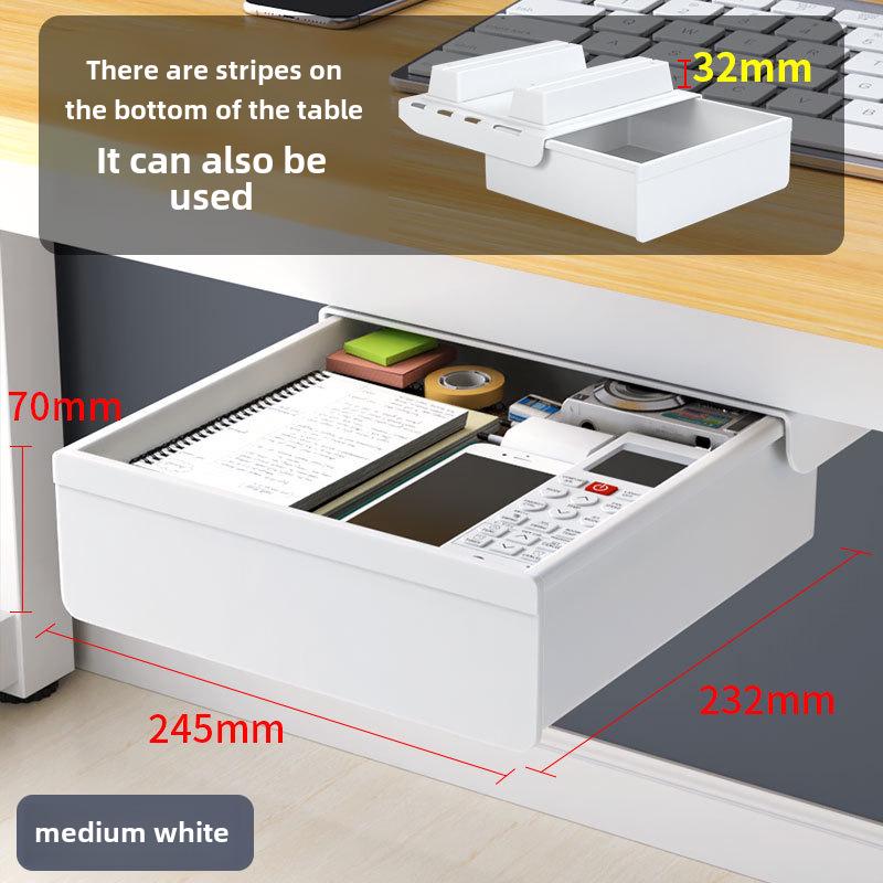 Under-Desk Hidden Drawer Storage Box for Office Workstation