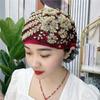 Luxury Embroidery Beading Pleated Turban Cap for Women African Female Wrap Head Bonnet Muslim Turban Hat Lady Head Wraps