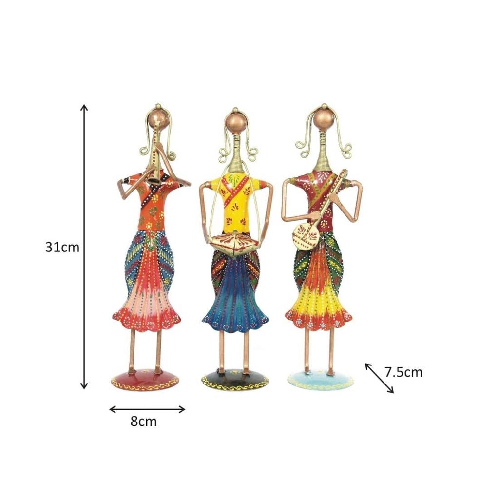 Musical Lady Dolls Set Handmade Decorative Gift Item Showpiece for Homedecor, 12.25 Inch, 3 Piece