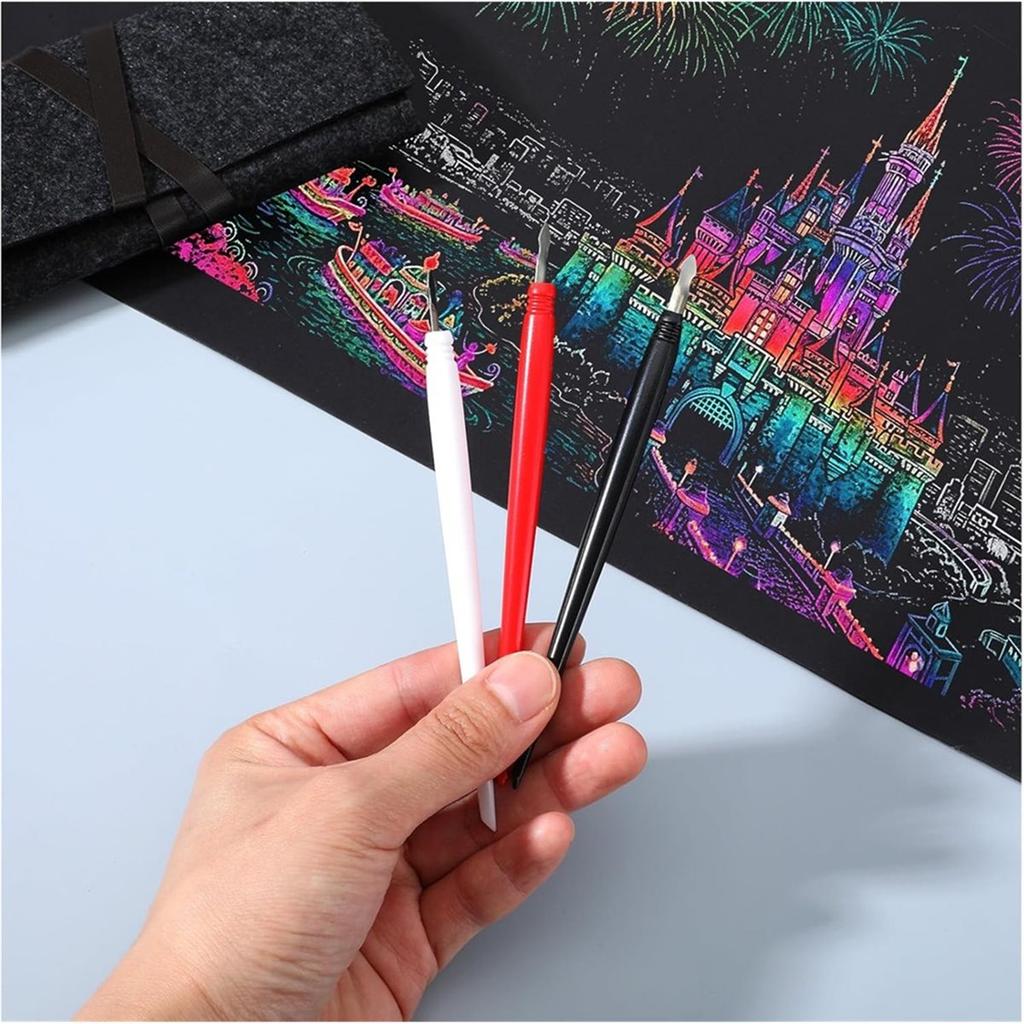 20pcs ScratchArt Tools Stylus Sticks Tools for Adults with Bag Pen Color Pens Paper Painting Scratchboard Crafts Set