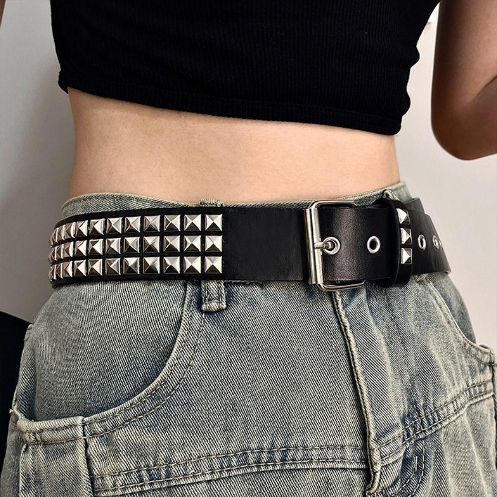 Retro Rivet Belt Punk Nightclub Rock Style Belt Trend Jeans Belt  Fashion Decoration