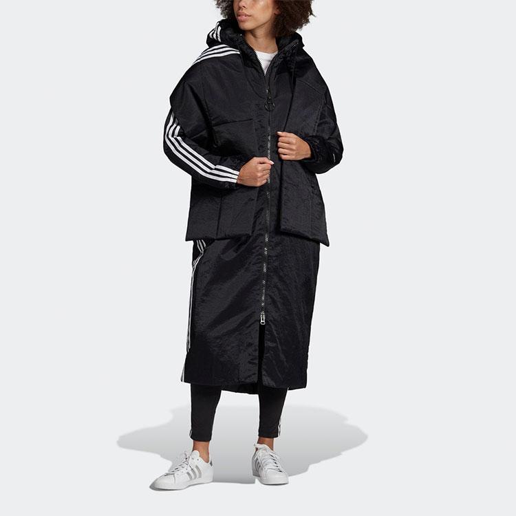 adidas Оригинальные пуховики Женские Черный с капюшоном Умеренный Парка Пуховик EC0936