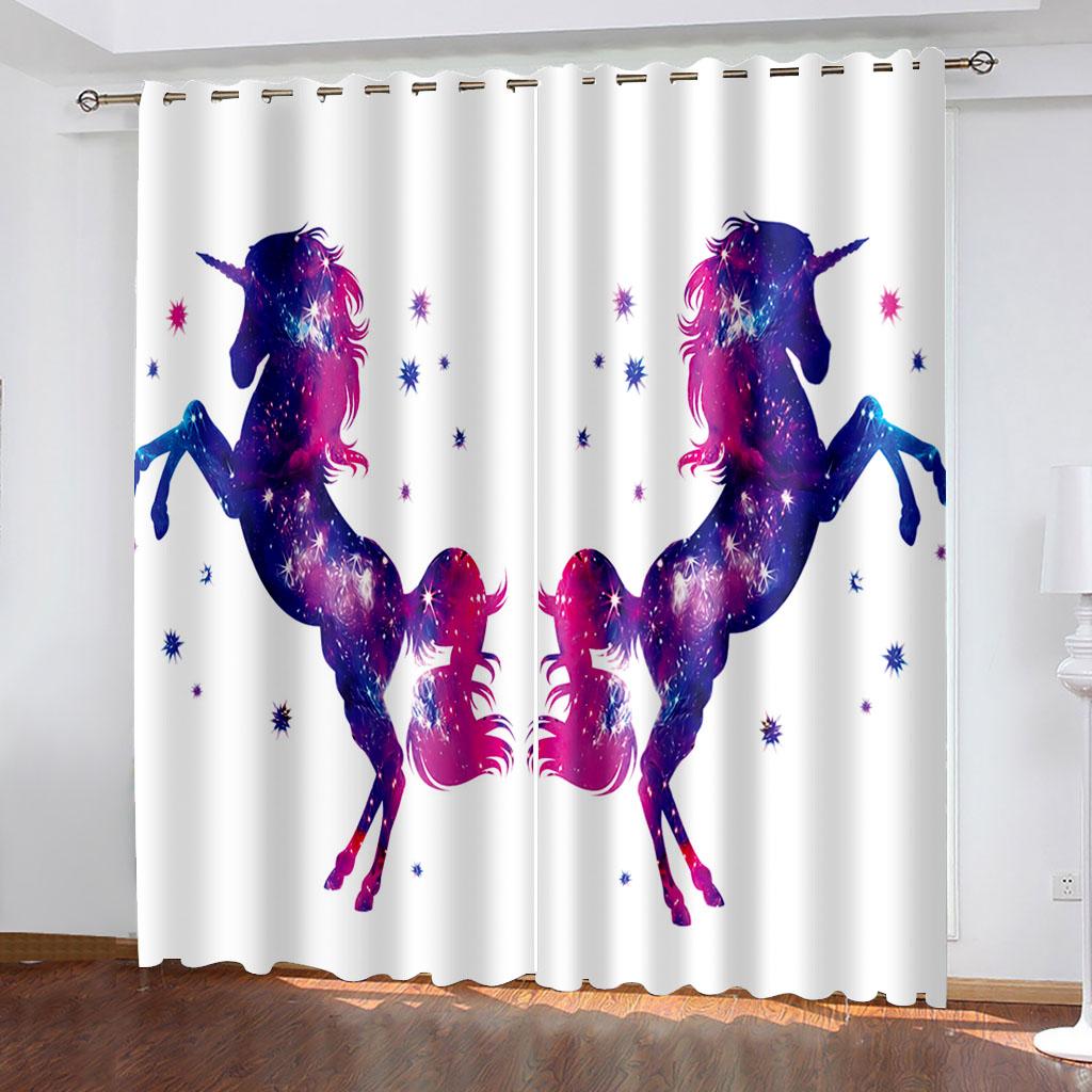Блэкаут шторы для гостиной спальни кухни Фантастические шторы с единорогом Затемняющие портьеры Cortinas Para La Sala