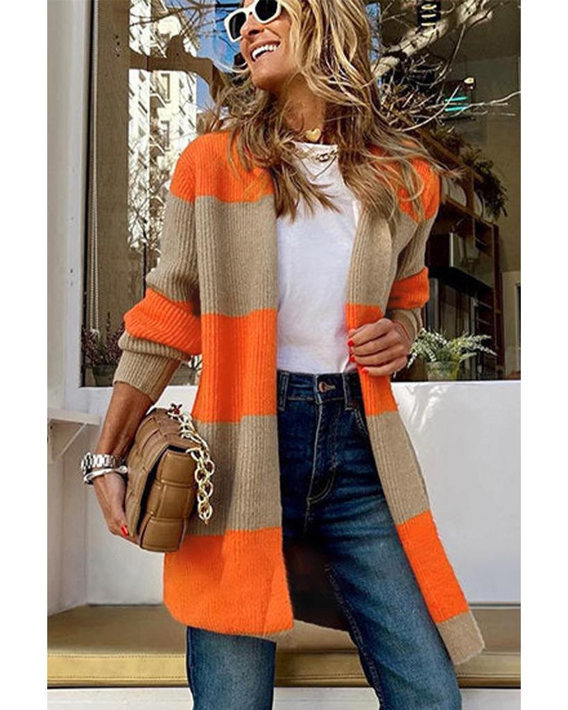 Azura Exchange Шикарный вязаный кардиган в стиле колор-блок