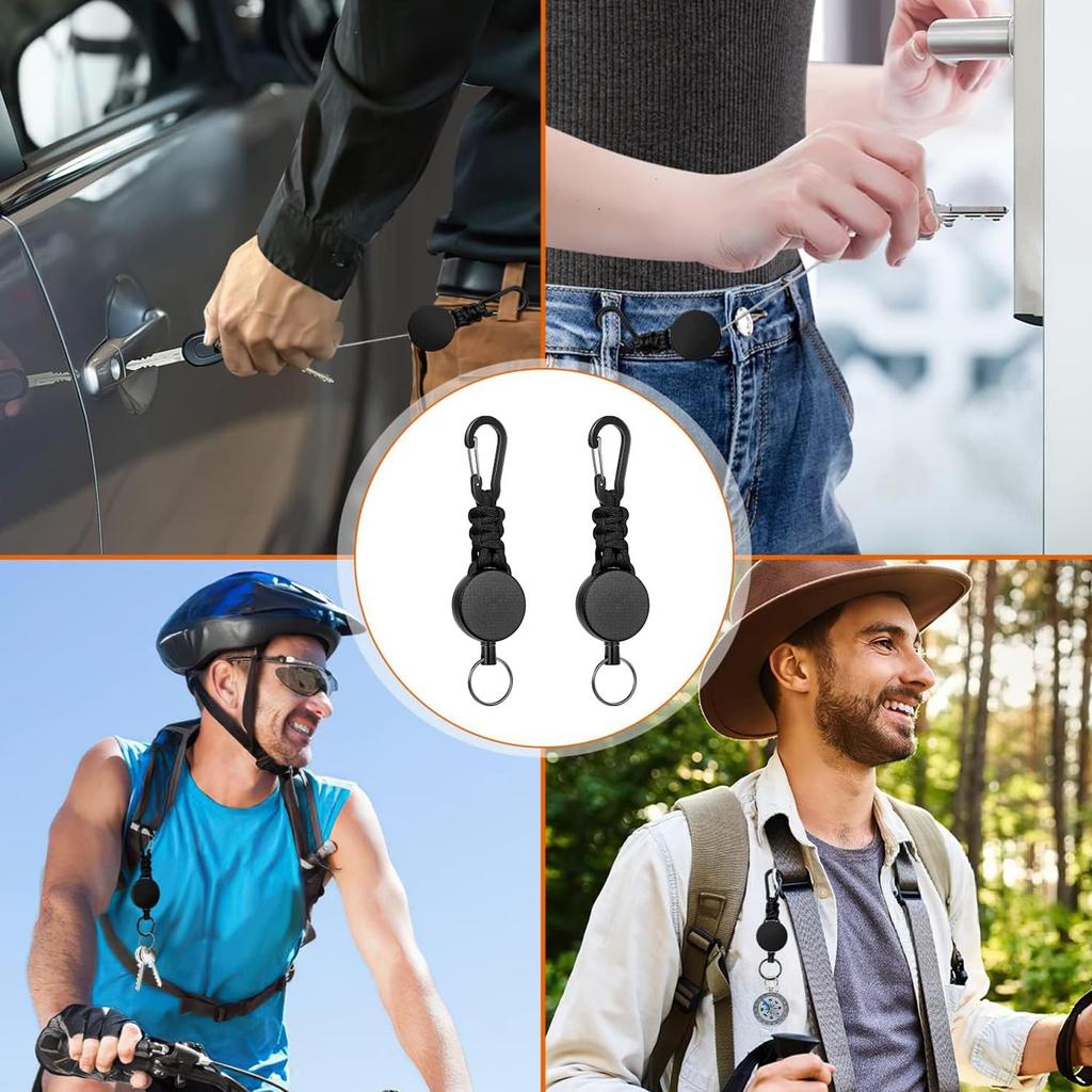 SODOI Набор из 2 брелоков с ультрарастягивающейся катушкой, ключ-подвеска для рыбалки на открытом воздухе, многофункциональный, легкий,