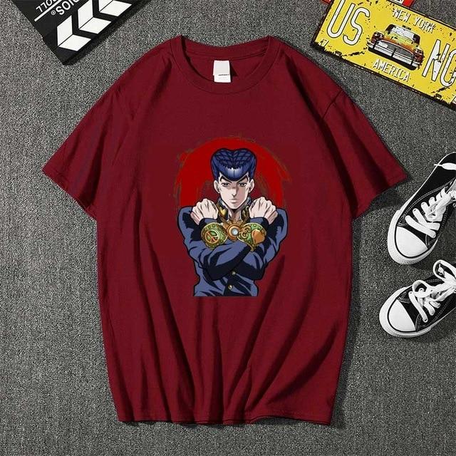 Аниме JoJo's Bizarre Adventure 2026 Лето Новая 100% хлопковая футболка Josuke Higashikata унисекс Короткий рукав свободная Y2K арт-рубашка