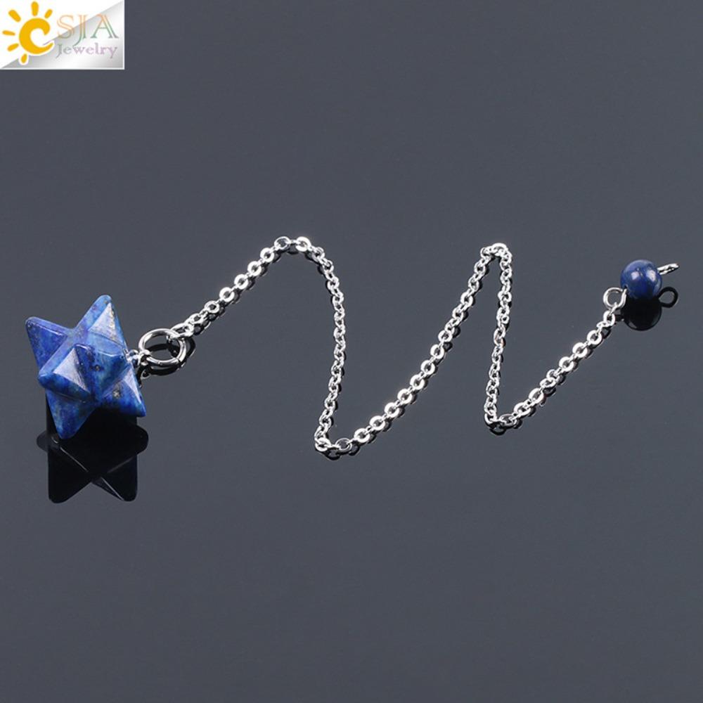 Crystal Quartz Merkabah Pendulums Merkaba Star Necklaces Pendant  Dowsing Healing Charm