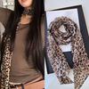 Sexy Leopard Polka Dot Silk Scarf Shawl Women  Leopard Silk Scarf Turban Long Wrap Beach Travel Outdoor Accessories