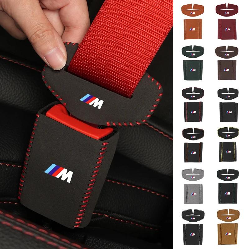 BAAK1 New 2025 2PC Car Seat Belt Buckle Protective Cover Safety Belt Plug Clip Case For BMW M X1 X3 X5 X6 X7 E30 E90 M3 E84 E83 E91 E7