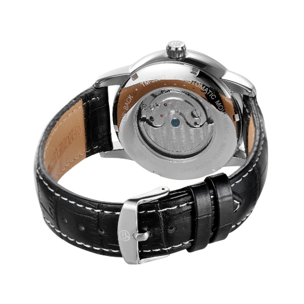 FORSINING Mens Watch Automatic Mechanical Classic Tourbillon Skeleton 24H Day Night Indicator Leather Band Male Dress Wristwatch