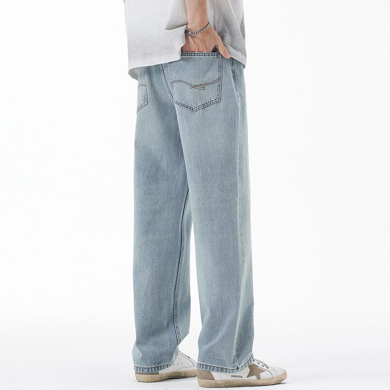 Летние тонкие джинсы для тенниса Новые эластичные свободные драпированные широкие штанины