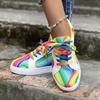 Rainbow Color Lace Up Sneakers Women Casual Non-Slip Platform Vulcanized Shoes Woman  Flats Running Walking Shoes