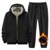 Winter Hoodie Sports Suit 2-piece Windproof Jacket Sports Sweatpants Men's Warm Sports Suit