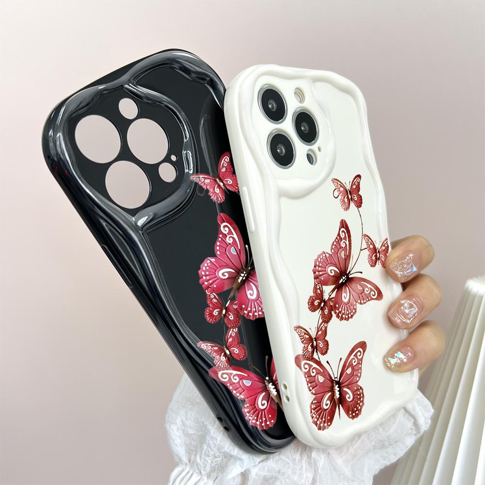 Cute Cartoon Pattern Cream Texture Casing Wavy Edge Soft Silicone Cover Phone Case for Huawei Honor Infinix Tecno iPhone