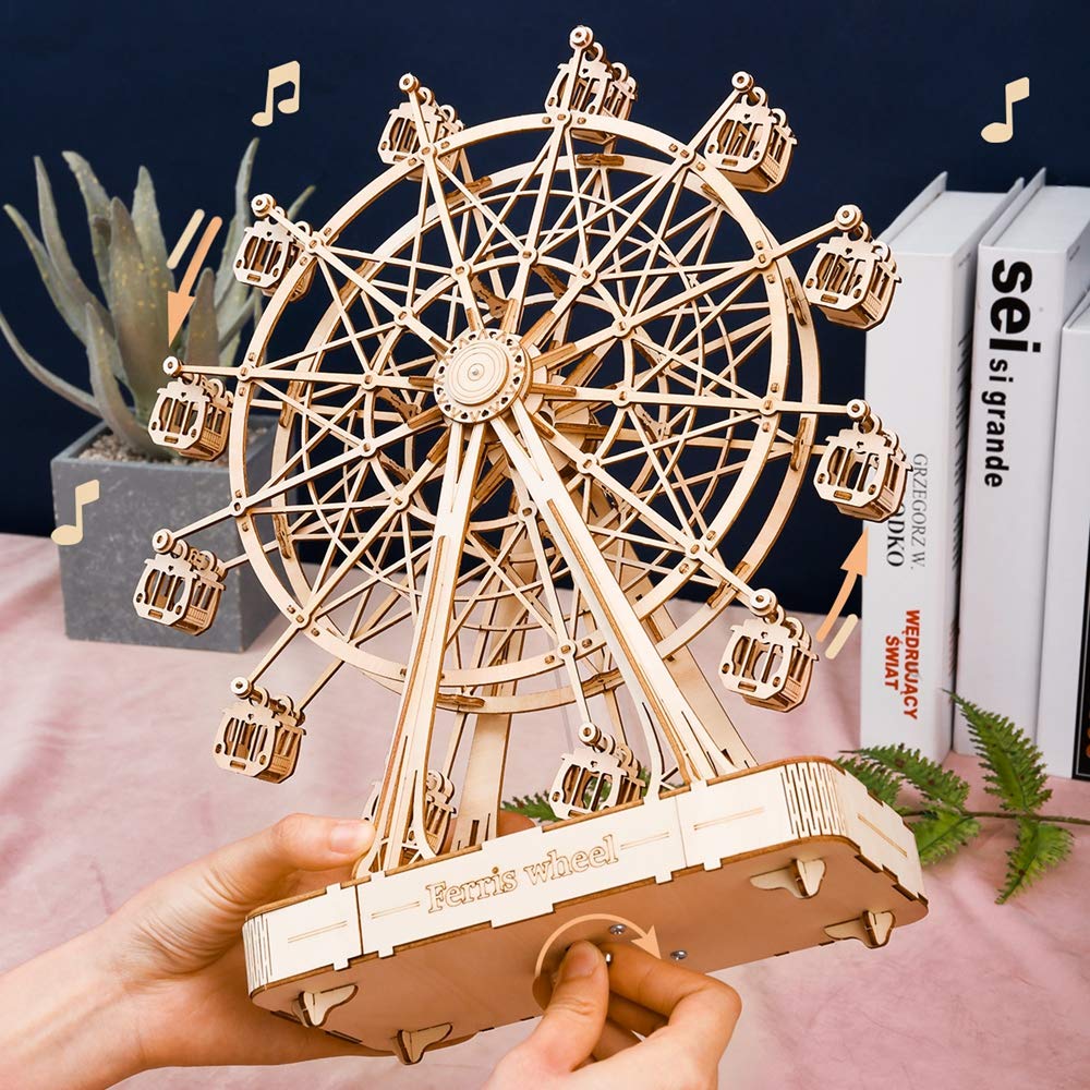 Robotime Ferris Wheel Wooden 3D Puzzle Kit with Music Box TGN01