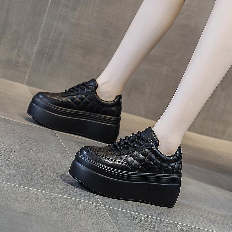 Fashion Women's Flat Platform Shoes Autumn Genuine Leather Thick Sole Ladies Sneakers Women Casual Shoes Platform Sneakers