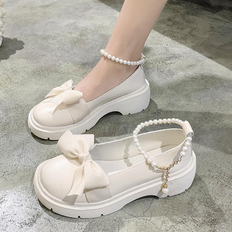 Fashion Women Thick Platform Mary Janes Lolita Shoes Party Pumps Summer New Sandals Bow Chain Mujer Shoes Fashion Oxford Zapatos2025