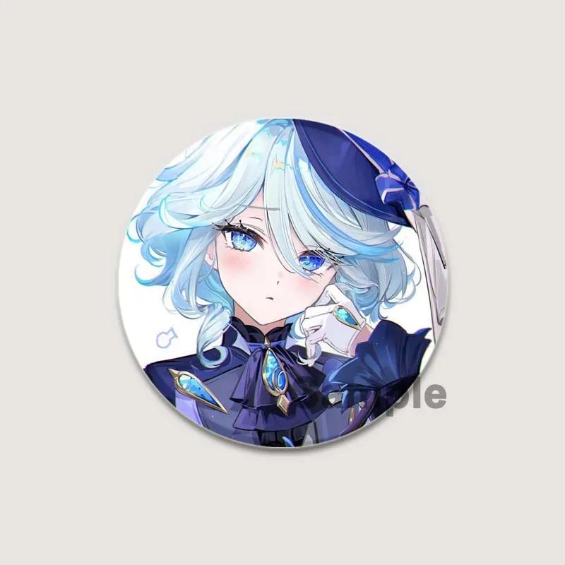 32/44/58mm Anime Genshin Impact Pins Cute Cartoon Furina Badge Handmade Tinplate Brooches Breastpin for Backpack Clothes Gift Accessorys