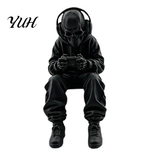 Creative Gaming Peripheral 3D Printed Skeleton Figurine Desk Decor, Sitting Statue Game Office Gadgets Room Decoration, Computer & Edge Sitter